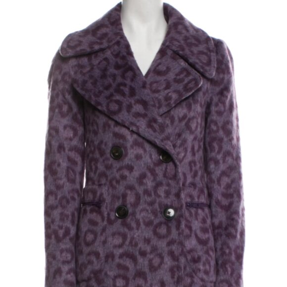 Kate Spade Brushed Leopard Peacoat in Purple, size 12/L - Picture 3 of 12